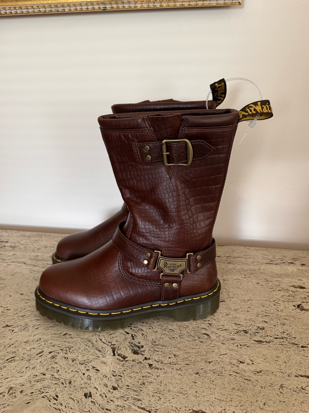 Dr Martens Anistone HI Biker Boots
Reptile Leather Embossed. MSRP $200. Size 8 - Picture 7 of 17